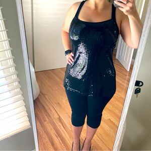 Long Black Sequin Tank Top